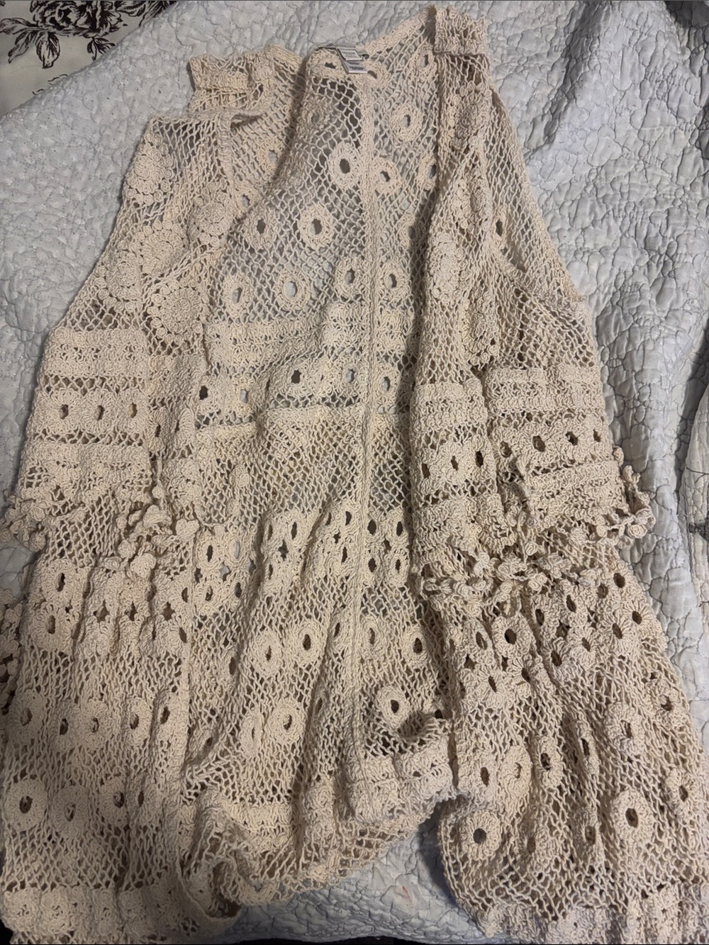 Cato Open Crochet Knit Shrug - Cream